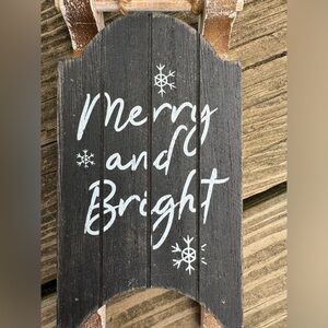 Black and White Merry & Bright Sled Christmas Ornament